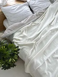 Покривало Zeintex Wheat бавовняне молочного кольору 220х240 см - мініатюра 8