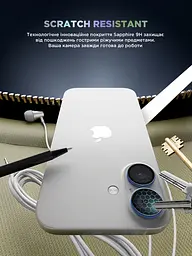 Захисне скло для камери Apple iPhone 16/16 Plus, Supreme BI, синій колір, з рамкою, глянцеве скло для захисту лінз, протиударне, прозоре, з клейовим шаром по контуру, не впливає на якість фото, ArmorStandart (ARM79427) - мініатюра 5