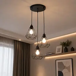 Стильна підвісна люстра Levistella 7522019F-3 BK+BK у стилі loft з металевими плафонами