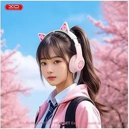 Бездротові навушники XO BE38 Cats Ear накладні з вушками кота рожеві 6920680840298 - мініатюра 4