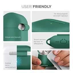 Силіконовий чохол для навушників Apple AirPods Pro 3, Hang Case, зелений, ультратонкий захисний кейс товщиною 2 мм, захист від подряпин, пилу та ударів, компактний, з карабіном для кріплення, ArmorStandart (ARM88279) - мініатюра 5
