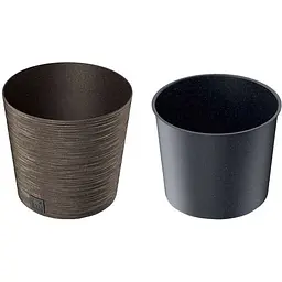 Горщик для квітів Prosperplast Furu Eco Wood з вкладкою 9 л кавовий (57185-4625) - мініатюра 2