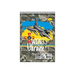 Блокнот "Wings of Ukraine" А6 АП-1907-4, 40 аркушів, пружина зверху