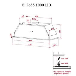 Витяжка повновбудована PERFELLI BI 5653 I 1000 LED - мініатюра 12