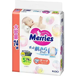 Підгузки Merries дихаючі S 4-8 кг 74 шт.