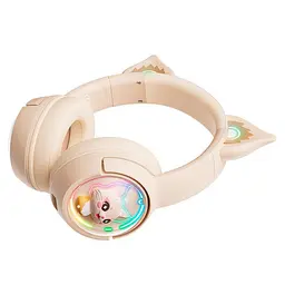 Навушники Onikuma Cat Ear Bluetooth Wireless Gaming Headset B5, BT5.3, AUX, 1000mAh, Type-C, 55H, RGB, ivory - мініатюра 5