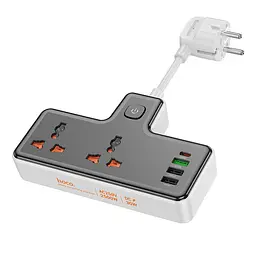 Мережевий подовжувач Hoco AC12A Reise 2-position expansion socket(PD30W/1C3A) чорний - мініатюра 2