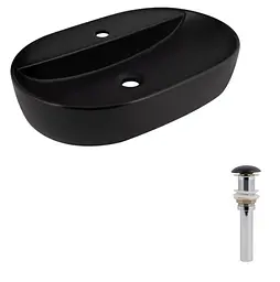 Раковина накладная Qtap Scorpio 600x400x120 Matt Black с донным клапаном QT142203MBMBN48469 - мініатюра 3