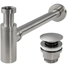 Сифон для раковини Rea nickel brushed універсальний + click-clack REA-A4400, Никель