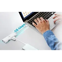 Концентратор D-Link USB-C 10-in-1 2xHDMI + 1xRJ45 1000Mbps + 2xUSB-C + USB 3.1 + USB 3.0 + SD + TF silver (DUP-A01) - мініатюра 2