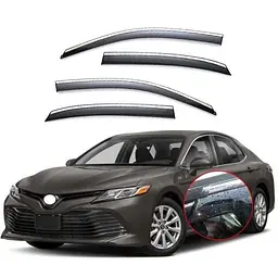 Дефлектори вікон вітровики Benke для Toyota Camry V70 Седан 2018- Хром Молдинг Із Нержавіючої Сталі 3D