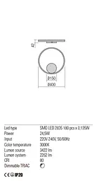 Бра Redo ORBIT AP/PL LED 26W 3000K D400 INDIRECT LIGHT BRASS (5.1.2) 01-1701 - мініатюра 3