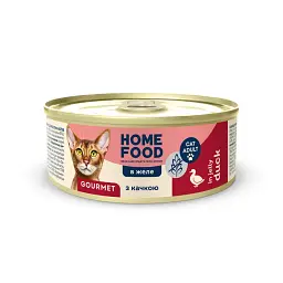 Консервований корм Home Food для вибагливих дорослих котів з качкою в желе 85г