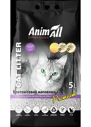 Наповнювач для котячого туалету AnimAll Бентонітовий грудкуючий з ароматом лаванди 4.2 кг (5 л) Білий