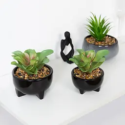 Горщик зі штучною рослиною МВМ My Home, 14 см, чорний (DH-FLOWERS-14 M GREEN/BLACK) - мініатюра 6