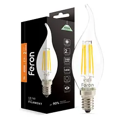 Світлодіодна лампа Feron Filament LB-160 7 Вт E14 4000K свічка на вітрі