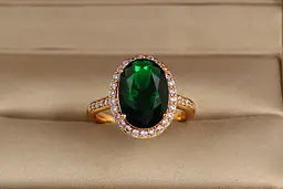 Кільце Xuping Jewelry малинки з зеленим каменем р 17 золотисте
