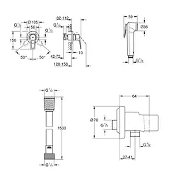 Набір гігієнічного душу прихованого монтажу Grohe QuickFix BauLoop New UA202406QF, Хром - мініатюра 2