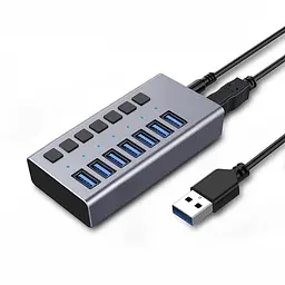 USB hub Acasis H707 на 7 портів USB 3.1 з окремими перемикачами (Сірий)