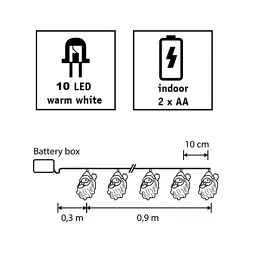 Гірлянда Luca Lighting Санта, струна 1,2 м, 10 LED теплий білий, 2АА (8720362642305) - мініатюра 3
