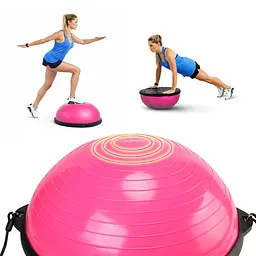 Балансувальна платформа (півсфера) Cornix Bosu Ball 58 см з еспандерами Pink XR-0456 - мініатюра 3