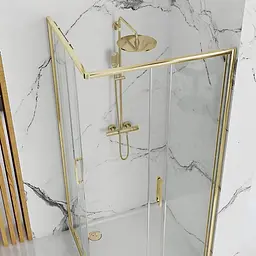 Душова кабіна Rea Punto 80x100 gold розсувна REA-K6442, Золотий, Універсальна, прозорий, золотий - мініатюра 3