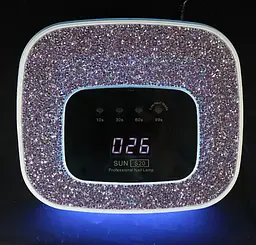 Лампа для манікюру зі стразами SUN S20 UV/LED дисплей сенсор руху знімне дно для педикюру 268 Вт Білий - мініатюра 7