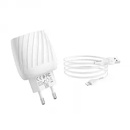 Зарядне мережове HOCO C78A Highway 2USB 2.4A Lightning Білий - мініатюра 4