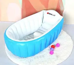 Дитяча Надувна ванна з насосом Intime Baby Bath Tub Блакитний - мініатюра 2