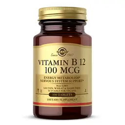 Вітаміни та мінерали Solgar Vitamin B12 100 mcg, 100 таблеток