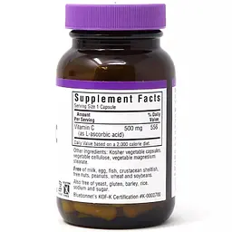 Вiтамiн С Bluebonnet Nutrition 500 мг 90 вегетаріанських капсул - мініатюра 2