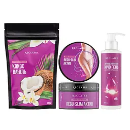Антицелюлітний набір для тіла Скраб+Тепле обгортання+Кріо гель Reclaire cosmetics