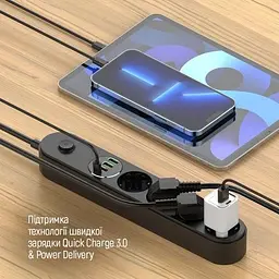 Фільтр мережевий 4 розетки 2 м Black 45 Вт ColorWay teh0024059 - мініатюра 3