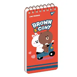 Блокнот 80×160 мм, 60 арк, подвійна спіраль Line Friends Brown & Cony (151762)