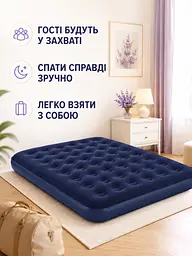 Надувний двоспальний матрац 203×152×22 см із насосом для дому дачі та відпочинку темно-синій (49676098) - мініатюра 9