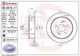 Диск гальмівний невентильований Ssangyong Korando, Tivoli, Torres 10-25р Brembo (08.D415.11)