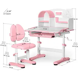 Комплект меблів Mealux Octo Pink: стіл + стільчик + полиця (BD-33 PN) - мініатюра 2