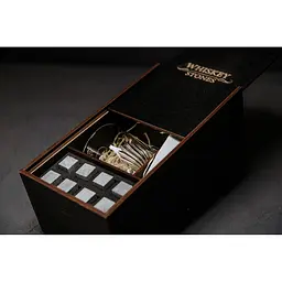 Подарунковий набір Whiskey Stones камені для віскі у дерев'яному пеналі 8 шт. + 2 склянки Bormioli Rocco Selecta + щипці + мішечок - мініатюра 3