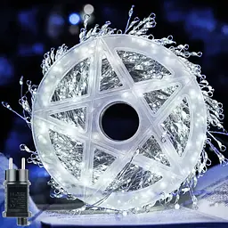 Новорічна LED - гірлянда мішура Xmas «Краплі» 30 м 900 LED, Біла, 220В, з пультом ДК - мініатюра 6