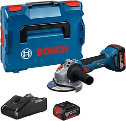 Акумуляторна кутова шліфмашина Bosch GWS 18V-8 Professional з 2 акб GBA 18V 5 Ah та з/п GAL 18V-40, в L-BOXX 136
