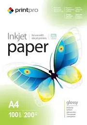 Фотопапір PrintPro, глянсовий, A4, 200 г/м², 100 арк (PGE200100A4)