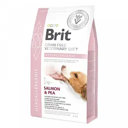 Дієтичний сухий корм Brit GF VetDiet Dog Hypoallergenic для собак, при харчовій алергії з лососем, горохом та гречкою 2 кг (арт.170939/528042)
