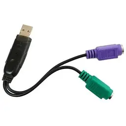 Перехідник Usb Dynamode, чорний, Usb 2.0 - 2 x PS / 2, 15 см