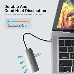 Док-станція USB3.1 Type-C - HDM/USB 3.0х3//PD 100W 5-in-1 Vention (THFHB) - мініатюра 2