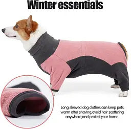 Флісовий комбінезон для собак Wan Talk Dog Clothes Cold Proof, Pink Grey, XL - мініатюра 3