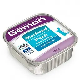Паштет для дорослих стерилізованих котів Gemon Cat Wet Sterilized із тунцем 100 гр