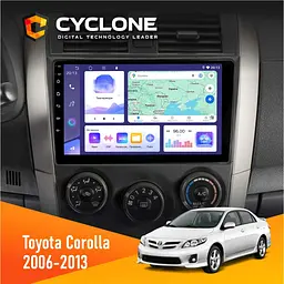 Штатна магнітола Toyota Corolla 2006-2013 Big frame Cyclone C9-011 4x64, DSP Cyclone (НФ-00007160)