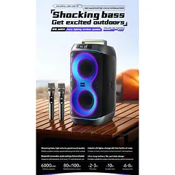 Колонка "REMAX Party lighting Wireless Portable Speaker 80W RB-MB11" Black - мініатюра 2