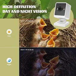 Ideashop Смарт шпаківня з бездротовою камерою 3MP, 13" H підвісний дерев'яний пташиний будиночок для вулиці, зовнішня камера - мініатюра 5