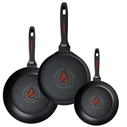 Набір сковорідок Smart Fry Krauff Ø20 см, Ø26 см та сковорідка для млинців Ø24 см+ Універсальна скляна кришка та